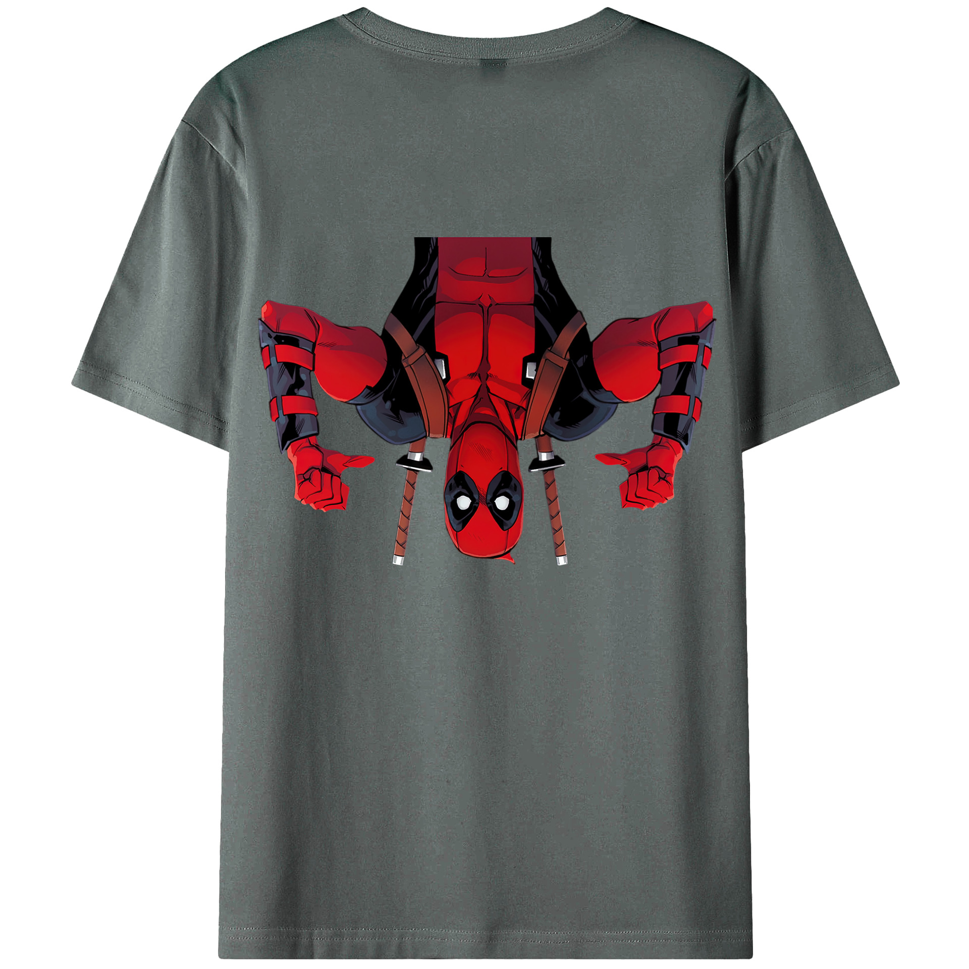（画像用） Deadpool デッドプール 綿100％ メンズ半袖Tシャツ（バックプリント） 通気性